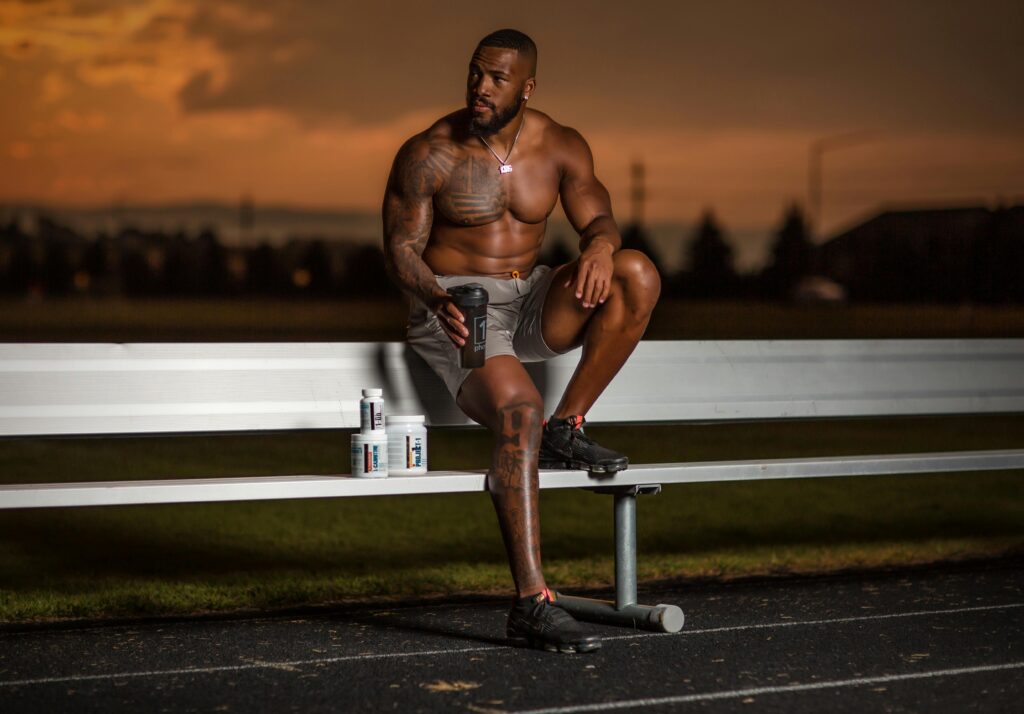 Man hydrating after an intense exercise